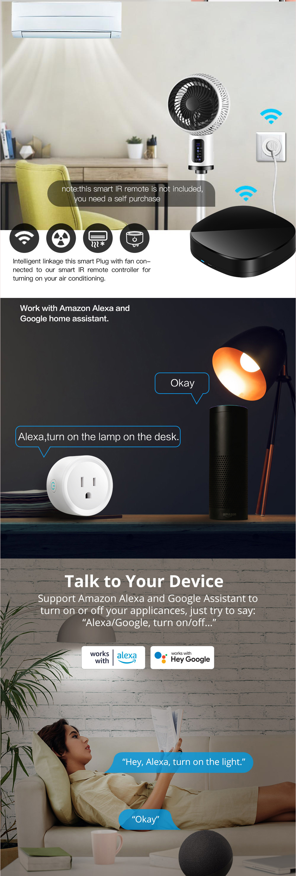 Working with Alexa Google Home Remote Control Iot Tuya Smart Home 10A Us  Standard WiFi Smart Plug Electric - China Smart Plug, Socket