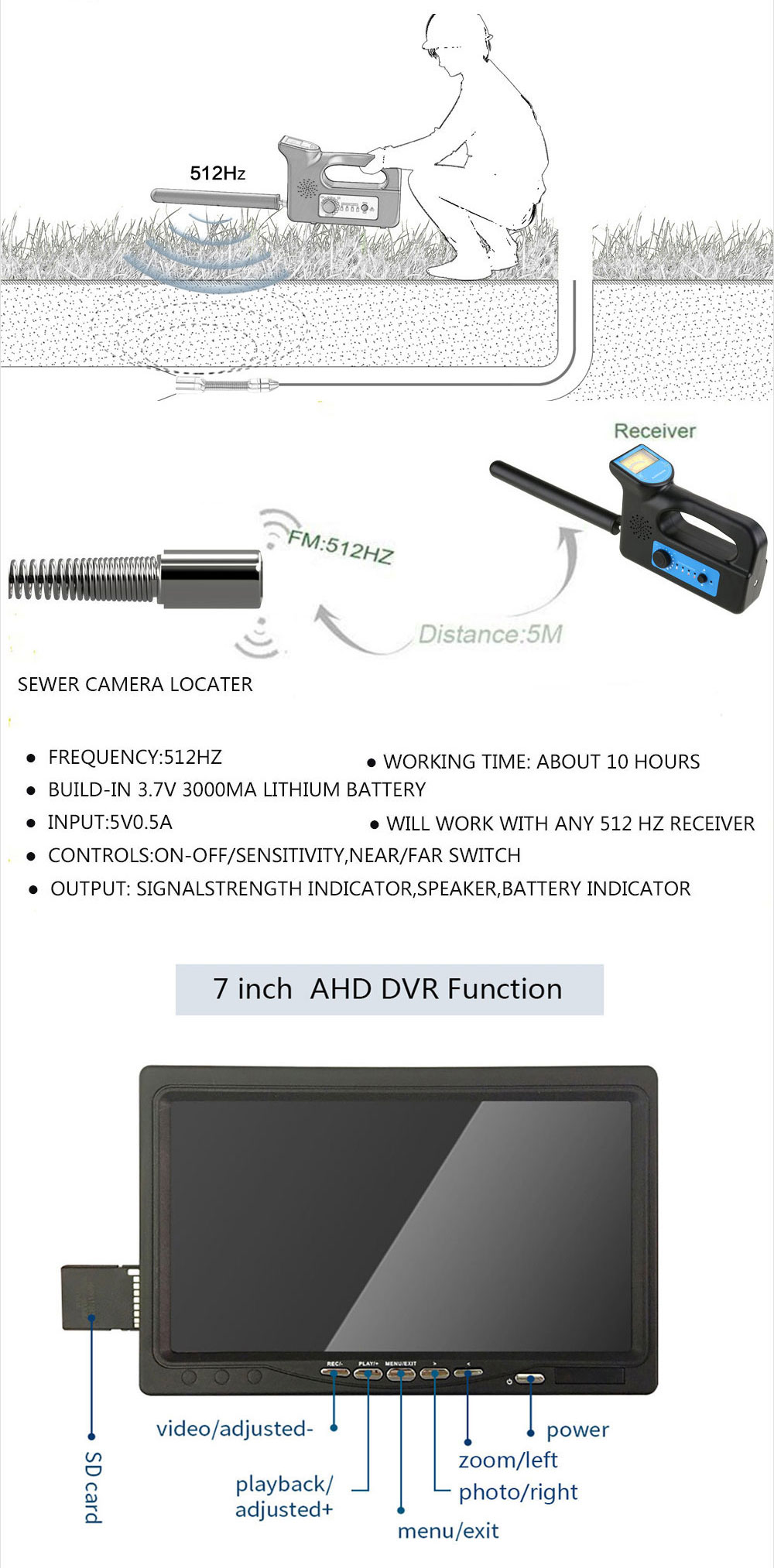 7 inch Sewer Pipeline Inspection Camera(图2)